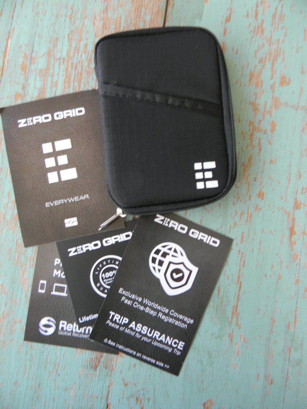 NEW Zero Grid RFID Passport Travel Wallet Zip Closure Black For Passport
